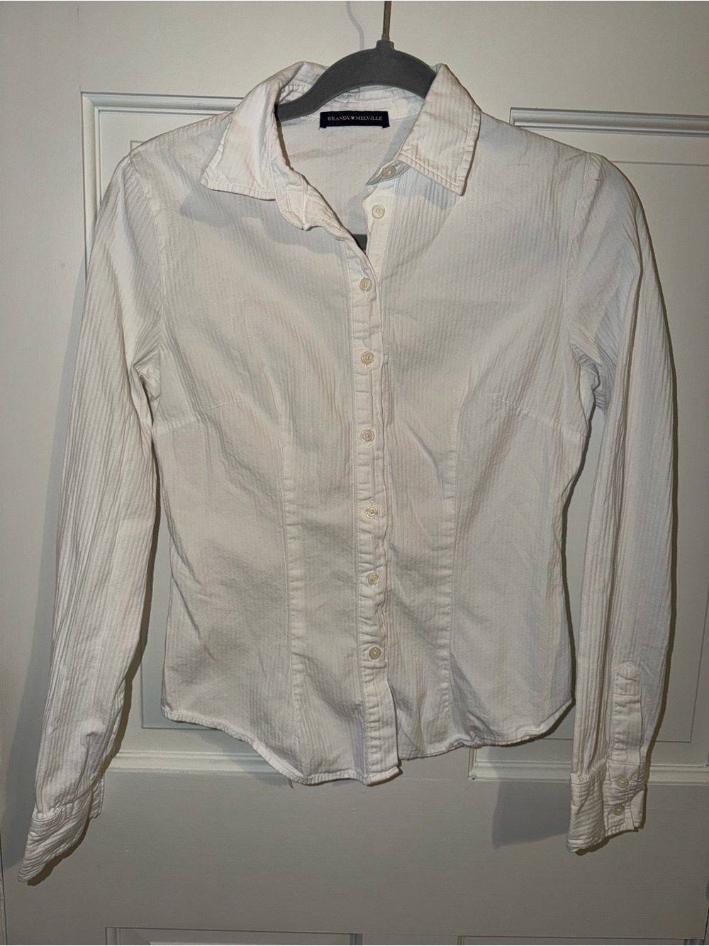 Brandy Melville White Slim Button-Up Shirt